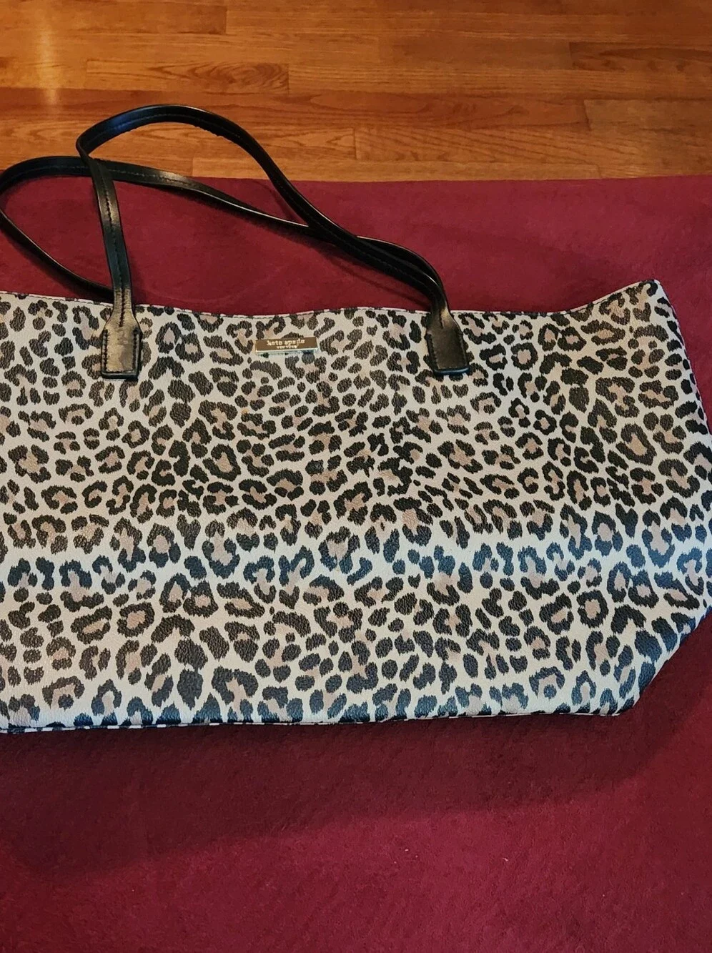 kate spade Leopard-Print Canvas Tote with Black Handles - Picture 2 of 6